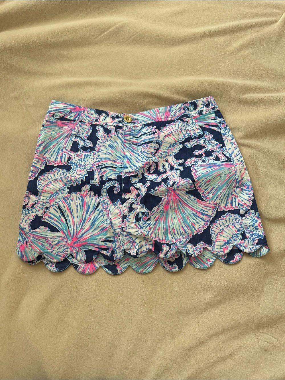Scallop Hem Shell-Print Women's Skort- Navy & Multi
